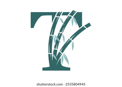 a combination of the letter t and bamboo design with a modern concept