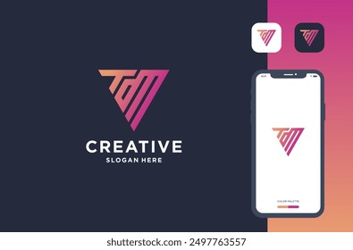 Combinación del diseño del logotipo de la letra T DM