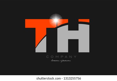 combination letter th t h in grey orange color alphabet logo icon design suitable for a company or business