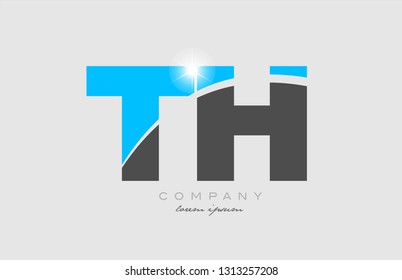 combination letter th t h in grey blue color alphabet logo icon design suitable for a company or business
