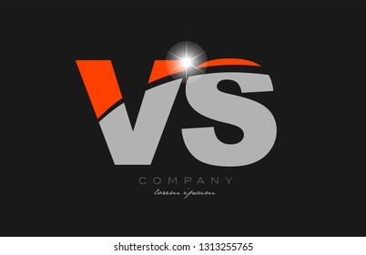 combination letter vs v s in grey orange color alphabet logo icon design suitable for a company or business