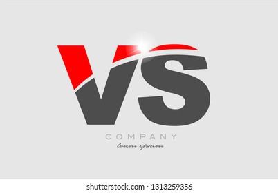 combination letter vs v s in grey red color alphabet logo icon design suitable for a company or business