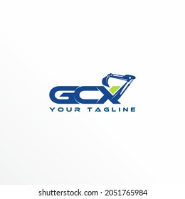 Combination letter or word GCX font with hand Excavator Heavy equipment image graphic icon logo design abstract concept vector stock. Can be used as a symbol related to construction or initial.