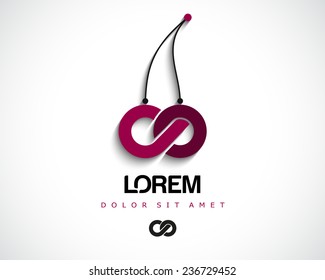 Combination of Letters C and O. Abstract Vector Cherry Logo Design Template. Creative Concept Icon