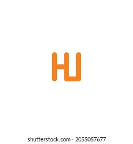
combination of letters H and U simple symbol box vector logo