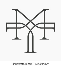 The combination of the letters M and T becomes a classic modern and luxurious style logo for personal brands, wedding monograms, etc.