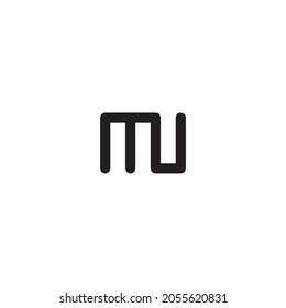 combination of letters M and U simple symbol box vector logo