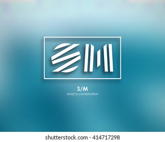 Combination of Letters S and M. Abstract Vector Logo Design Template. 