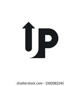 UP Combination of letters U (negative space) P and arrow for an inspiring logo design