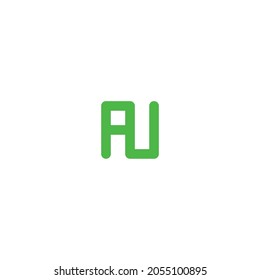 combination of letters A and U simple symbol box vector logo