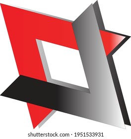 combinación de las letras V y caja con gradaciones de rojo, blanco, gris y negro