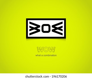 Combination of Letters W, O and W. Abstract Vector Emblem Design Template. Square Creative Concept Icon