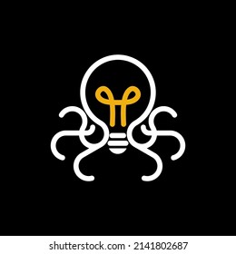 combination of a light bulb depicting an intelligent, and an octopus