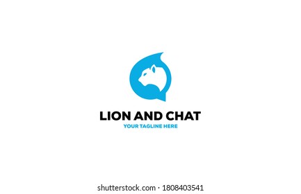 Combination Lion And Chat Vector Logo Design Inspiration