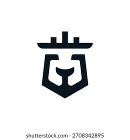 Combinación de la cara del rey león y el Vector del logotipo del castillo