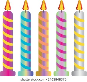 Combination Of Lit Striped Candles
