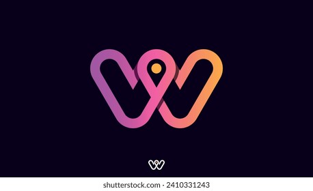 combination of location and alphabet letter w logo design