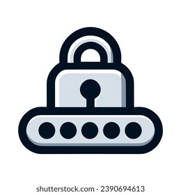 Icono de bloqueo de combinación. Imagen conceptual de un candado con un dial en la parte delantera. Protección de datos digitales personales