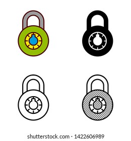 Combination Lock Icon in Different Color and Style