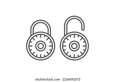 Combination lock icon line vector design