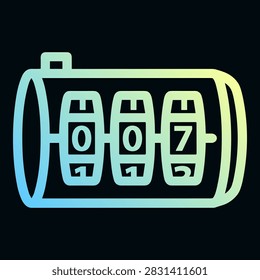 Combination lock icon with numbers 007 on black background