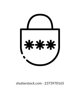 Combination lock icon. Outline, black, three digit code, combination lock. Vector icon