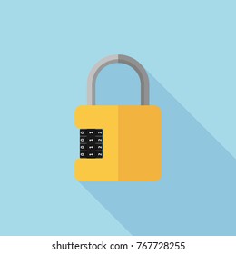Combination lock icon. Password key, flat style.