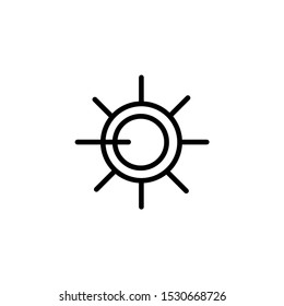 Combination lock with keyhole. Typically found on a bank or gun safe. Dial operation is fully detailed along with an accurate keyhole. Security symbol.