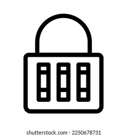 Combination lock line icon isolated on white background. Black flat thin icon on modern outline style. Linear symbol and editable stroke. Simple and pixel perfect stroke vector illustration.