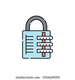 Kombinationsschloss с Farbzeilensymbol. Piktogramm für Webseiten, mobile App, Promo. UI UX GUI Design Element. Bearbeitbarer Strich.