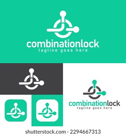combination lock logo design.simple Modern abstract vector illustration icon style design.minimal Black and white color.