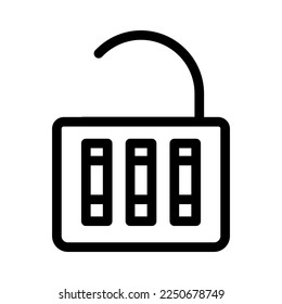 Combination lock open line icon isolated on white background. Black flat thin icon on modern outline style. Linear symbol and editable stroke. Simple and pixel perfect stroke vector illustration.