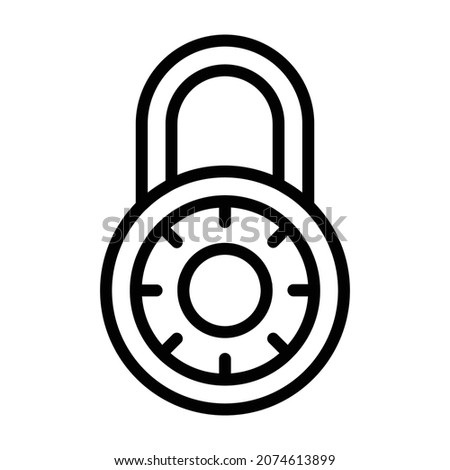 Combination lock or padlock line art vector icon for apps and websites
