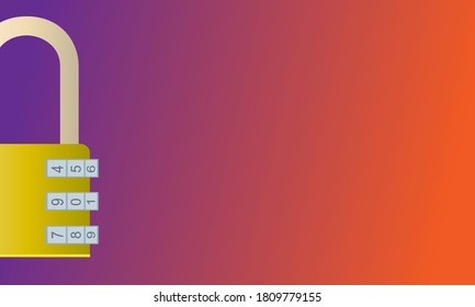Combination lock padlock vector icon security safe illustration protection code symbol. Steel safety password privacy