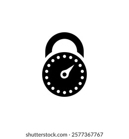 Combination Lock, Password Padlock Solid Flat Vector Icon Isolated on White Background.