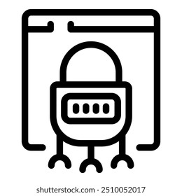 Combination lock is securing a website login page, representing online security and data protection