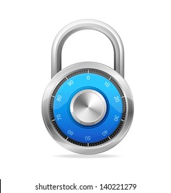 Combination Lock, Security Concept. Vector padlock