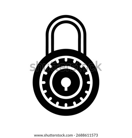 Combination Lock Silhouette Vector Art Illustration