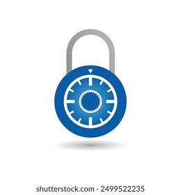 Combination lock vector icon in flat style, Wide Combination dial padlock icon for apps and web