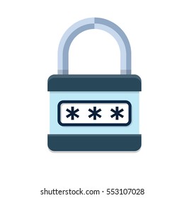 Combination Lock.Padlock With Password Vector Icon.