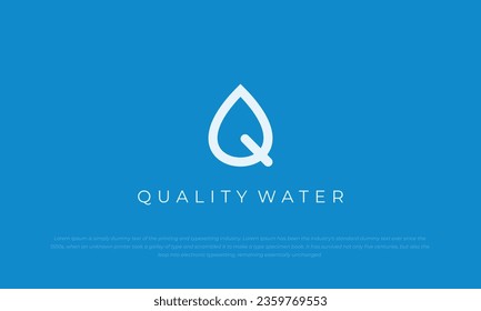 combination logo abstract water drop and letter Q. simple, modern, minimalist