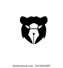 Logotipo de combinação de um urso e uma caneta