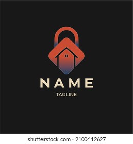 combination logo between key and house on the negative side