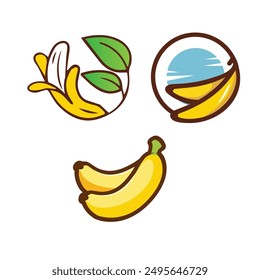 a combination logo between a moon banana and a leaf