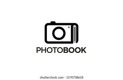 Combination logo from camera photo and book logo design concept