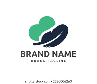 combination logo from cloud and feather logo, cloud feather logo template