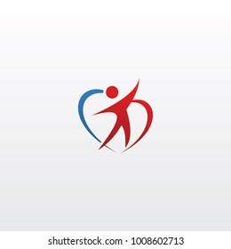 Combination logo of Creative Love Cardiology And Human, Icon Logo Design Template