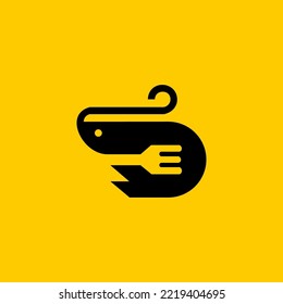 combination logo FORK SHRIMP vector graphic good for icon seafood restaurant, seafood shop, etc
