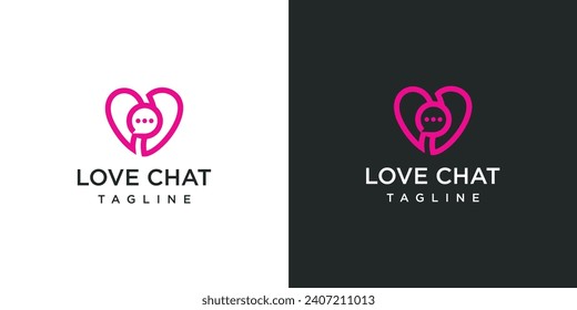 Combination logo of heart and chat symbol logo design concept