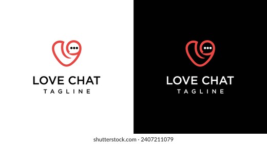 Design-Konzept für das Kombinationslogo von Herz und Chat-Symbol